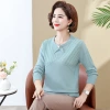 Mom's autumn knitted base layer 2022 new style Middle-aged women's stylish and youthful top, loose thin sweater for middle-aged and elderly people details Picture